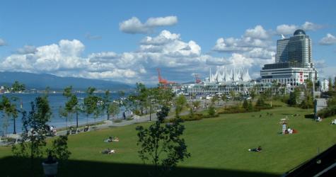 A beautiful day in Vancouver looking over towards Canada Place.